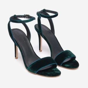 Sandro Nina dk green velvet sandals